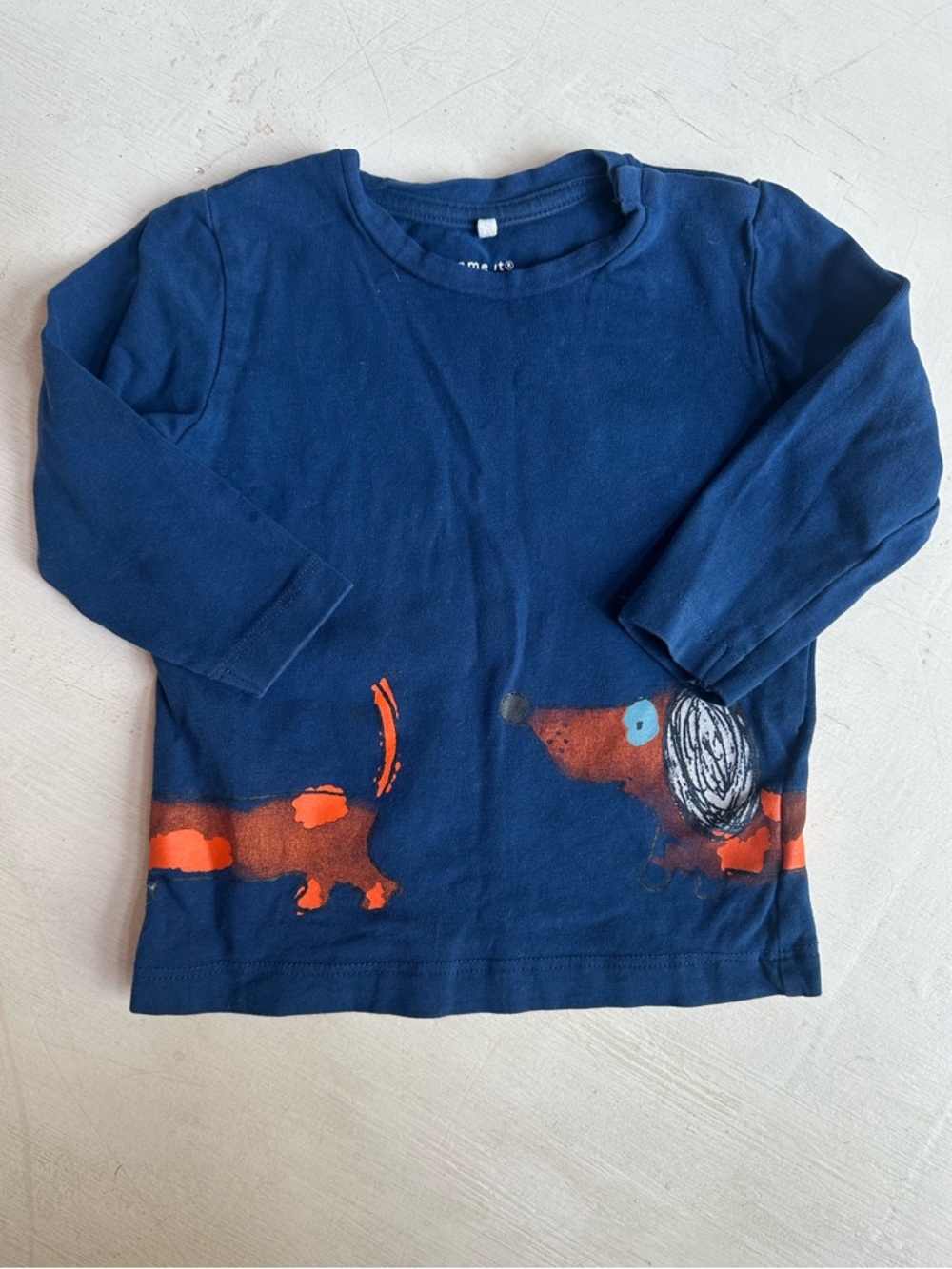 Name It Navy Long Sleeve Tee with Dachshund Graphic